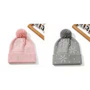 2pcs/1pc Unisex Fall Winter Snowflake Rhinestone Beanie - Fuzzy Pom Beanie, Warm Cold Weather Skull Cap for Men — view 17