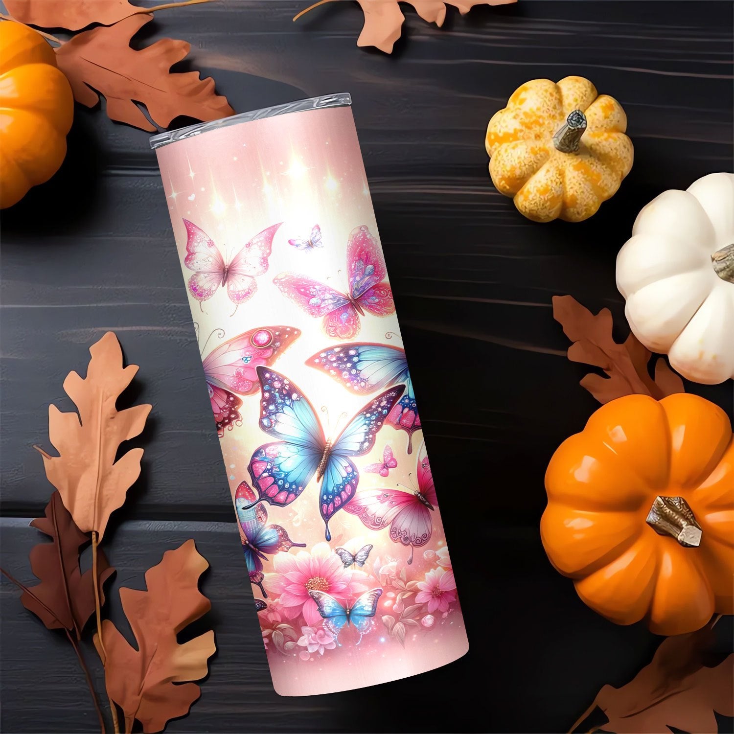 20oz Insulated Sports Tumbler with Straw and Lid, 304 Stainless Steel Butterfly Floral Design, Vacuum Cup for Hot and Cold Beverages, Ideal Gift for Mom, Lover, Sibling, Friend - Perfect for Home, Travel, Outdoor Use