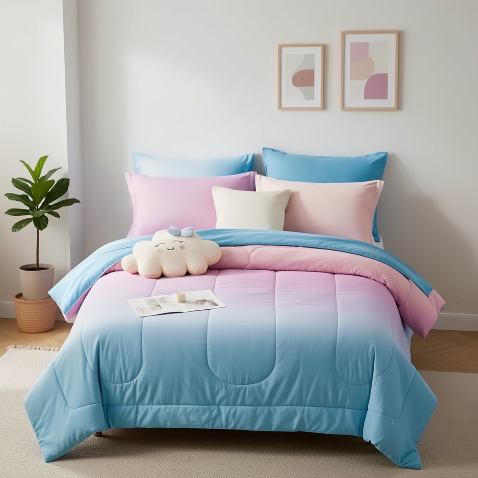 5/7Pcs Rainbow Comforter Sets - Stain-Resistant, Hypoallergenic, And Lightweight Bedding For All Seasons - Twin/Full/Queen/King Size Bed In A Bag With 100% Polyester Filling