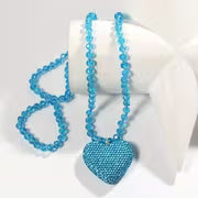 Retro Bohemian Sparkling Heart Pendant Necklace with Rhinestone Decoration Perfect Valentine'S Day Gift for — view 5