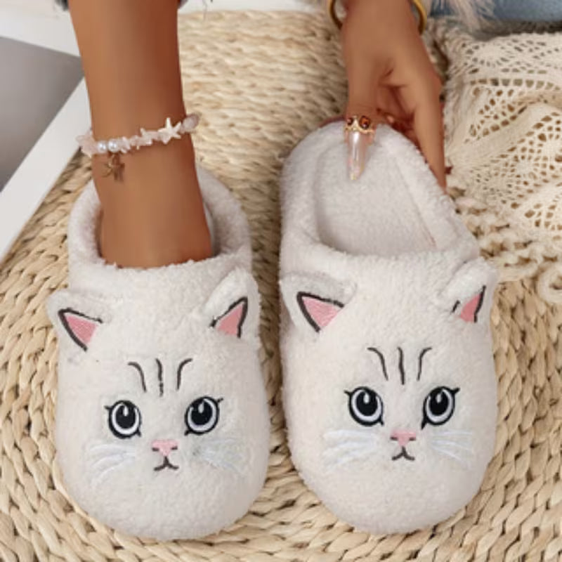 Fashionable New Cat Embroidery Cartoon Comfortable Couple's Indoor Home Slippers, Unisex Silent Slippers Wide — view 12