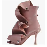 Women'S Faux Knee-High Stiletto Party Boots With, Detachable Fold-Over Cuff, Stud Details, And Back Zipper — view 21
