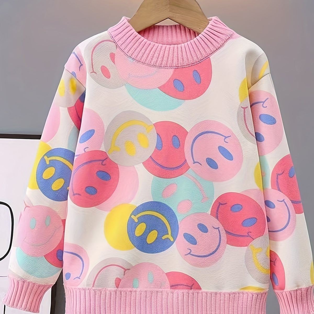 Girls' Fleece-Lined Sweater Knitwear 2024 Autumn Winter New