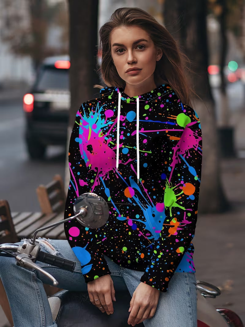Women's Neon Paint Splatter Hoodie — view 4