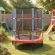 COSTWAY Kids & Trampoline with Enclosure Net & Spring Pad, Heavy-Duty Steel Frame, 298 Capacity, 360° Full — view 5