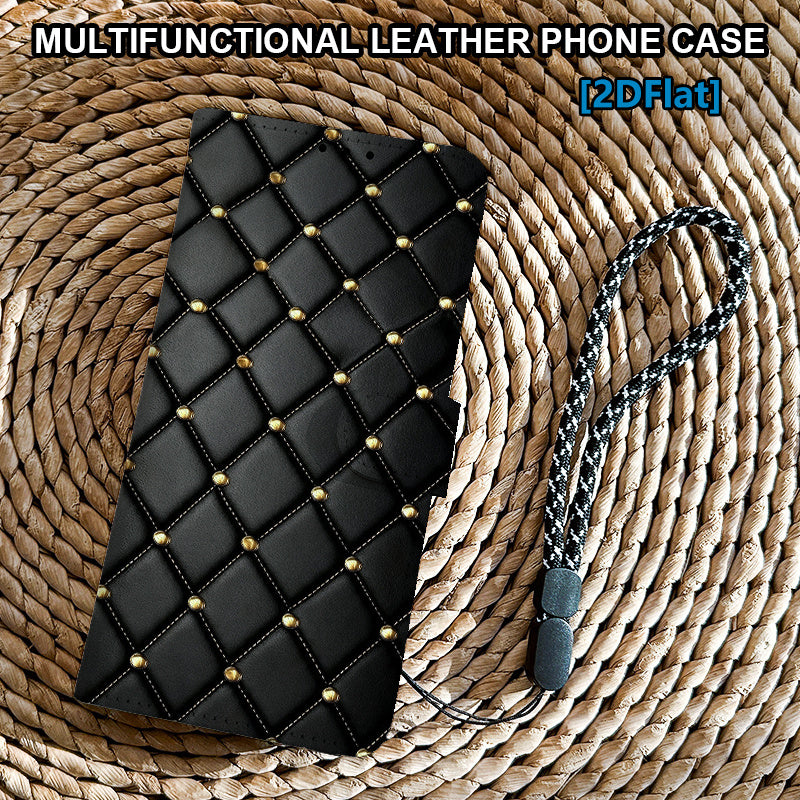 Phone Case: 2D Flat Black Checkered Pattern Flip Cover