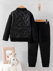 Boys' Autumn/Winter New Arrival Classic Simple Black Zipper Padded-Lined Thickened Warm Top, Fashionable Casual — view 2