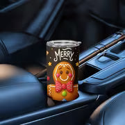 1pc 20Oz Gingerbread Man Christmas Cookie Pattern Stainless Steel Insulated Tumbler Coffee Office Travel Mug — view 5