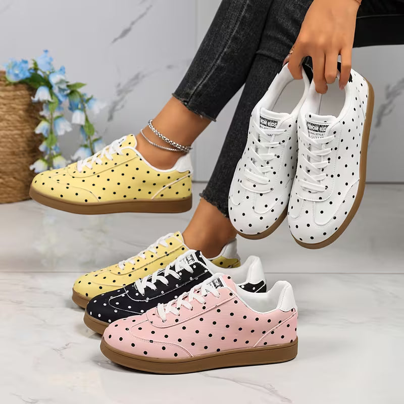 Women'S Fashion Polka Dot Print Casual Sneakers, Lace-Up Design Breathable Non-Stuffy All-Season Wear, Exquisite — view 14