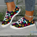Women's Sports Casual Shoes, Colorful Handprint Print, Lace-Up Thick Sole, Non-Slip Soft Bottom, Fashionable Versatile, Breathable Lightweight Slip-On Plus Size Women's Shoes, Women Shoes, Sneakers