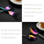 60pcs Outdoor Stainless Steel Rainbow Cutlery Set, Portable And Durable, 12 Serving Knives, Forks And Spoons — view 7