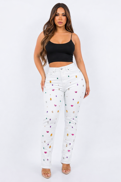Women's Diamond Detail Front Jeans