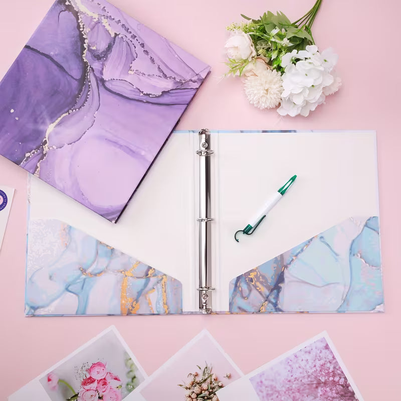 The Paper Trail | 6pc Marble Hardcover 3-Ring Binders, 10.5 x 12 Inch for Letter & Loose-Leaf