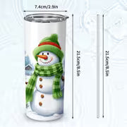 1pc 20oz Christmas Snowman And Winter Landscape Stainless Steel Insulated Tumblers Coffee Office Travel Mug with — view 3