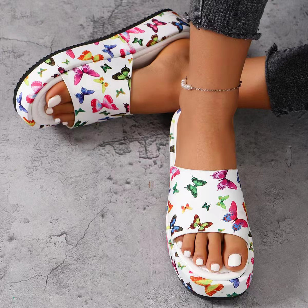 2026 Summer Plus-Size Slippers with Embroidery, New Thick-Soled Women'S Slide Sandals in European And American Style, Women Shoes