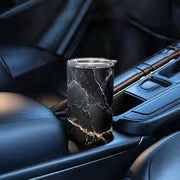 1pc 20oz Black Marble Golden Vein Stainless Steel Insulated Tumbler with Lid, Leakproof BPA Free Travel Coffee — view 5