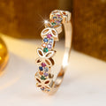 A Simple and Stylish Multicolor Synthetic Zirconia Inlaid Hollow Butterfly Design Ring, Comfortable Everyday Jewelry for Women with a Fashionable & Exquisite Look