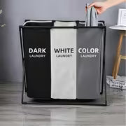 3 Section Laundry Basket Foldable Hamper Sorter with Oxford Bags Large Rectangular Laundry Hamper Basket with — view 5