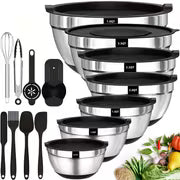 Set Of 8/15 Sealed Mixing Bowls, Made Of Rust-resistant Stainless Steel. Multiple Sizes Meet Daily Needs And — view 9