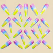 24pcs Medium Long Coffin Press on Nails - French Style Glossy Fake Nails Reusable Artificial Nails for Women — view 3