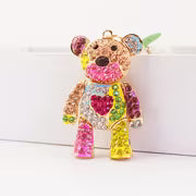 Cute Colorful Patchwork Bear Animal Rhinestone Car Keychain Key Ring Key Fob Gift Pendant for Girlfriend — view 3