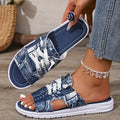 New Home Casual Flat Slippers Comfortable Outdoor Straight-Toe Shoes Large Size Lace-Up Foreign Trade Trendy, Women Shoes