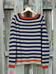 Autumn And Winter Women'S Elegant Retro Minimalist Style Color Dot Striped Raglan Sleeve Round Neck Sweater — view 5