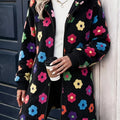 Dopamine Colored Flower Plush Coat Women'S Mid-Length