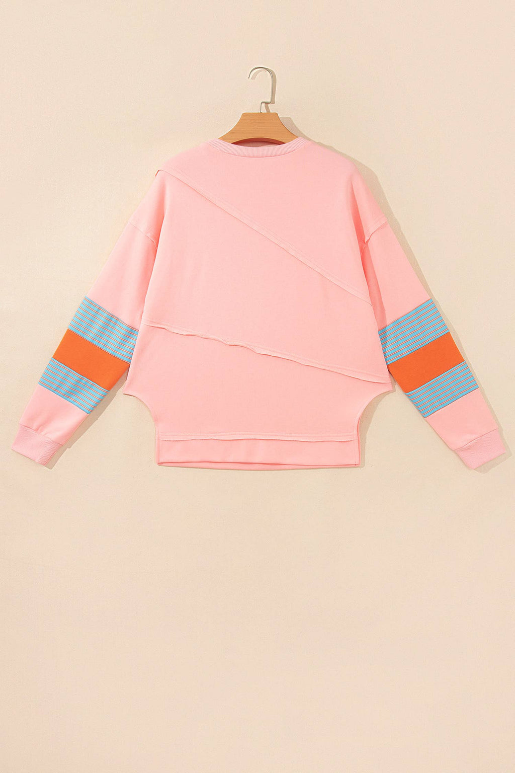 PRETTY BASH Stripe Colorblock Patchwork Long Sleeve Blouse