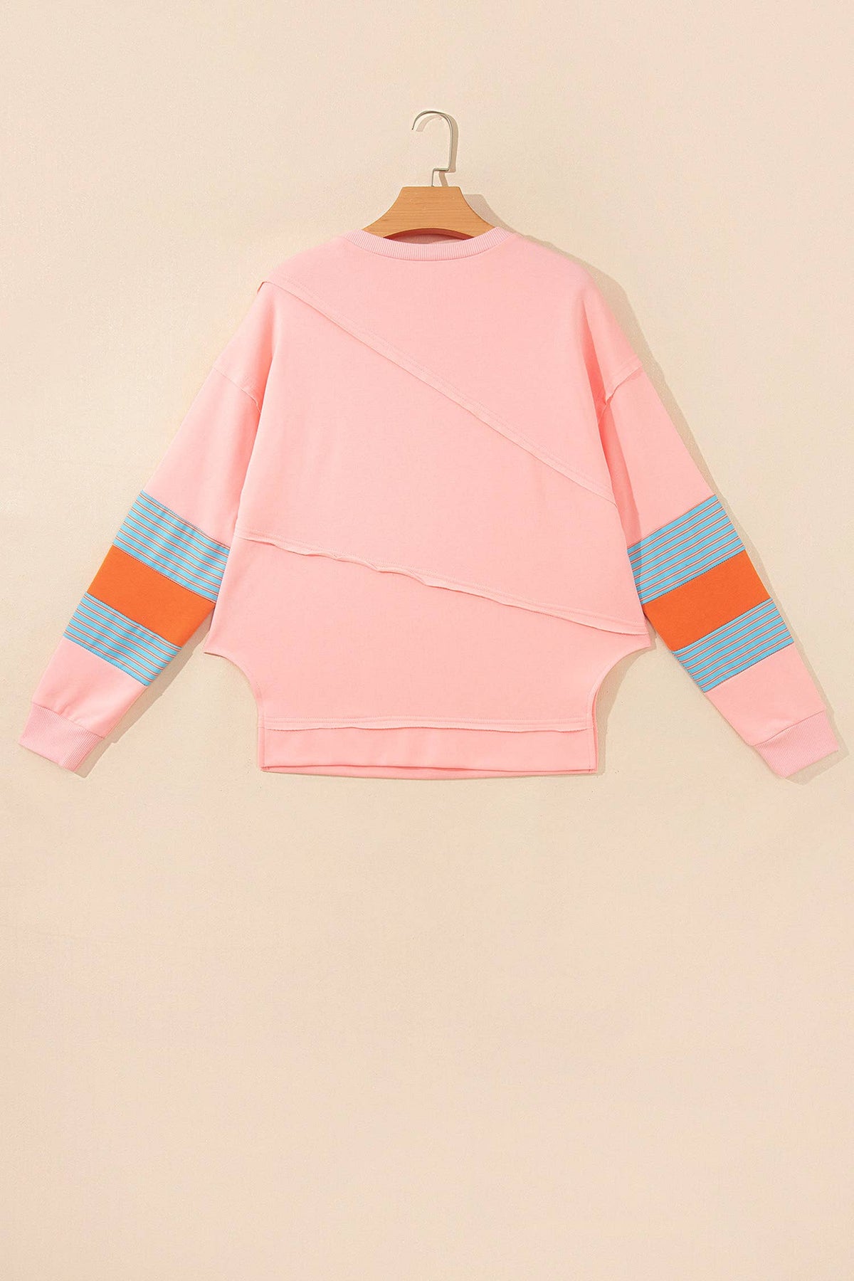 PRETTY BASH Stripe Colorblock Patchwork Long Sleeve Blouse