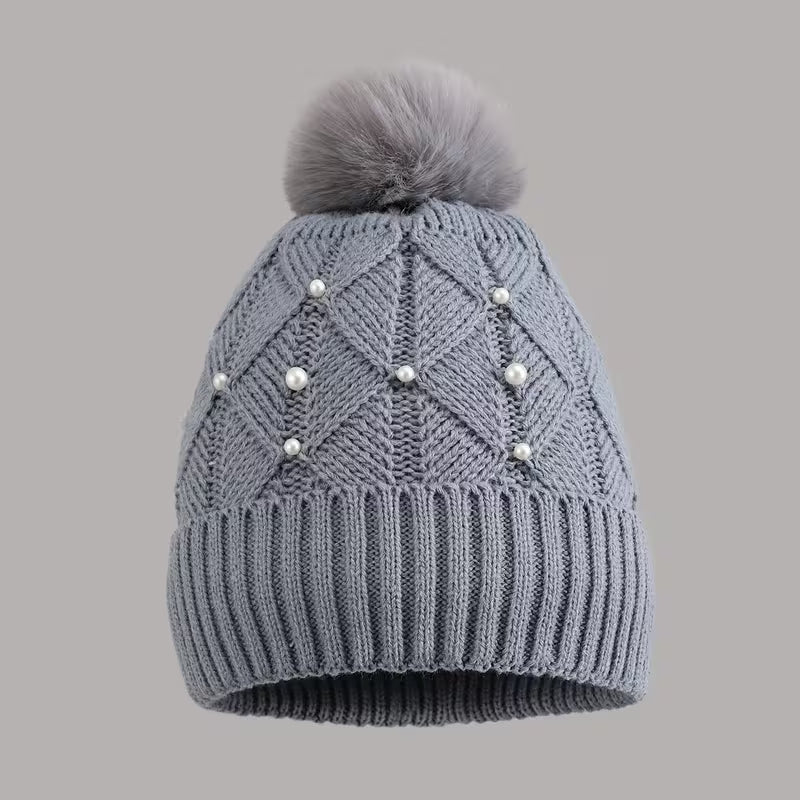 Women'S Plush Hat with Pearl Additions — view 9