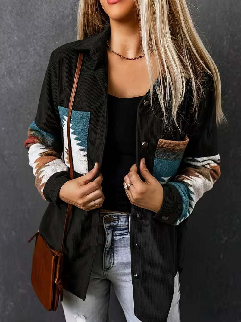 Geographic Print Pocket Corduroy Jacket — view 11