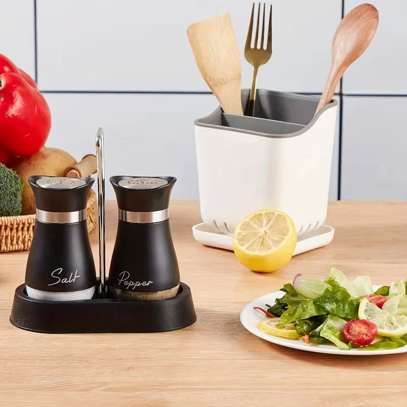 Stand 3pcs Set 2 Jars Salt And Pepper Shakers. Seasoning Shaker Salt Shaker Pepper Shaker Can Be Used for — view 11