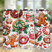 Gingerbread Man And Candy Cane, Christmas-Themed, 16.91oz Cup with Lid - Made of 304 Stainless Steel, Reusable — view 8