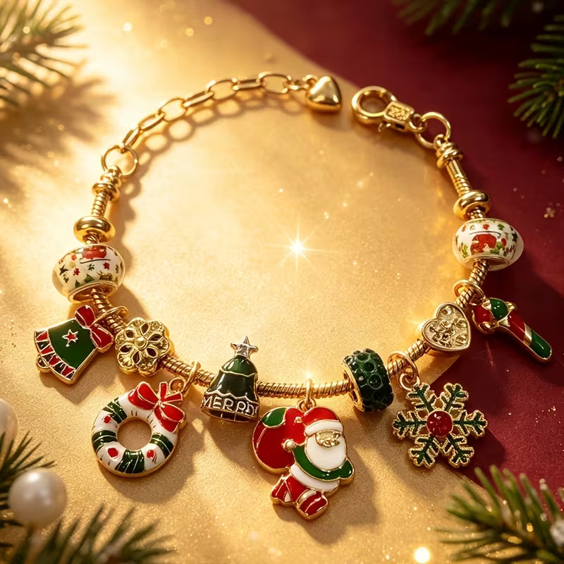 Christmas Limited Edition Bead Snake Bracelet, Santa Claus/Christmas Tree/Bell/Snowflake/Wreath/Candy — view 7