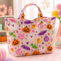 Women' Large PVC Tote Bag Suitable for Beach Vacation & Gym - Cute Candy Print with Lollipop, Bat, Pumpkin & Reusable Style Shopping Bag with Buckle Closure, PVC Carryall for Daily Use, Short Trips