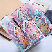 One 20 Oz Mikenda Stainless Steel Tumbler Featuring a Charming Gingerbread And Candy House Design, Equipped with — view 8