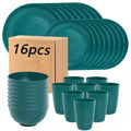 16pcs/Set Unbreakable Plates, Shatterproof Tableware Set, Microwave And Dishwasher Safe, Reusable Dinnerware