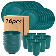 16pcs/Set Unbreakable Plates, Shatterproof Tableware Set, Microwave And Dishwasher Safe, Reusable Dinnerware