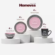 HomeVss 16pcs Dinnerware Set, Ceramic Plates And Bowls Sets For 4, Microwave And Dishwasher Safe, Handcrafted — view 5