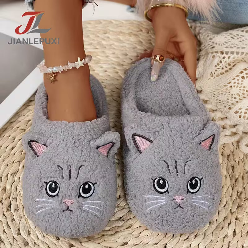 Fashionable New Cat Embroidery Cartoon Comfortable Couple's Indoor Home Slippers, Unisex Silent Slippers Wide — view 8