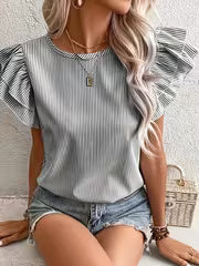 Women'S Ruffled Round Neck Blouse — view 1