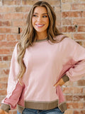 Colorblock Waffle Patchwork Oversize Sweatshirt