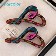 Marcolor 2pcs Contrast Heart Shark Clip Large Size Hair Claw Clip Spoon Long Hair Updo Lazy Style Hair Clip — view 8