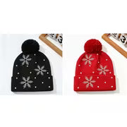 2pcs/1pc Unisex Fall Winter Snowflake Rhinestone Beanie - Fuzzy Pom Beanie, Warm Cold Weather Skull Cap for Men — view 18