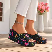 Summer Fashion New Style Thick Soled Anti-slip Flower Butterfly Pattern Women's Outdoor Casual One-strap Beach — view 4