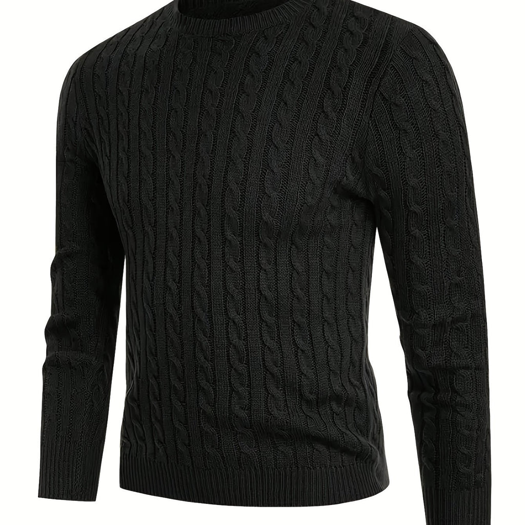 1pc Men's Casual Viscose Knit Sweater - Twist Cable Pattern