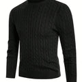 1pc Men's Casual Viscose Knit Sweater - Twist Cable Pattern