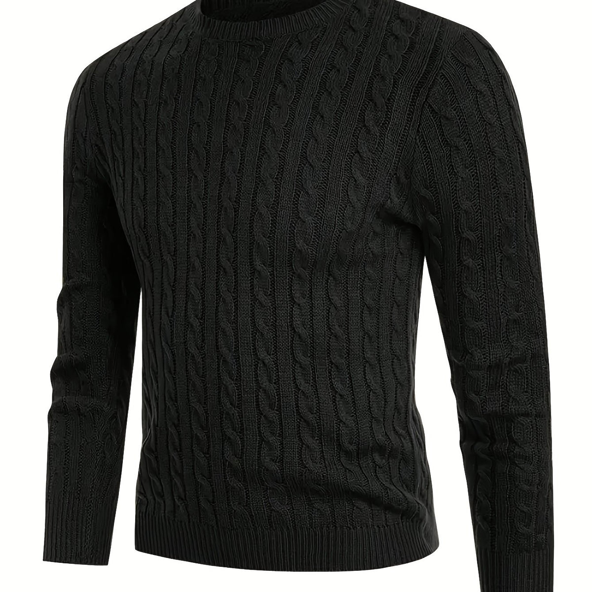 1pc Men's Casual Viscose Knit Sweater - Twist Cable Pattern