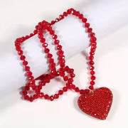 Retro Bohemian Sparkling Heart Pendant Necklace with Rhinestone Decoration Perfect Valentine'S Day Gift for — view 6